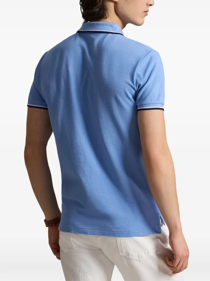 RALPH LAUREN Custom Slim Fit Mesh Polo Shirt Bristol Blue