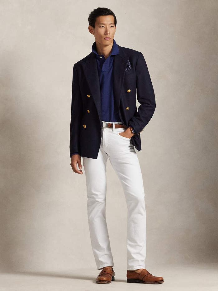 RALPH LAUREN Custom Slim Fit Mesh Polo Shirt Newport Navy - MAISONDEFASHION.COM