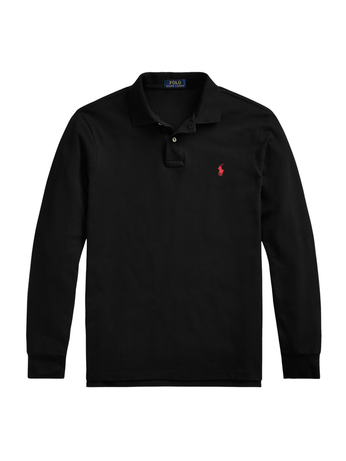 RALPH LAUREN Custom Slim Fit Mesh Polo Shirt Polo Black - MAISONDEFASHION.COM