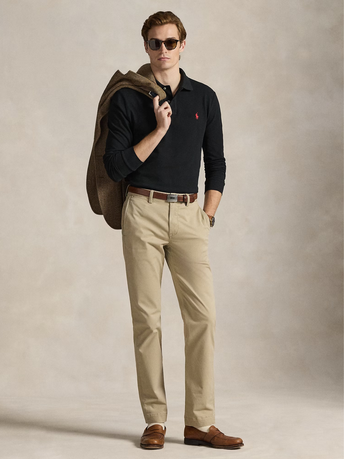 RALPH LAUREN Custom Slim Fit Mesh Polo Shirt Polo Black - MAISONDEFASHION.COM