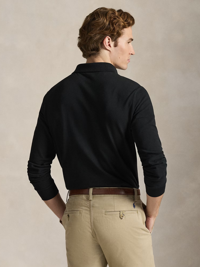 RALPH LAUREN Custom Slim Fit Mesh Polo Shirt Polo Black - MAISONDEFASHION.COM