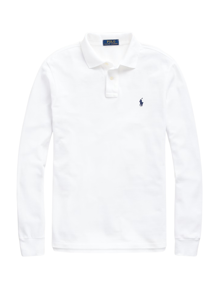 RALPH LAUREN Custom Slim Fit Mesh Polo Shirt White - MAISONDEFASHION.COM