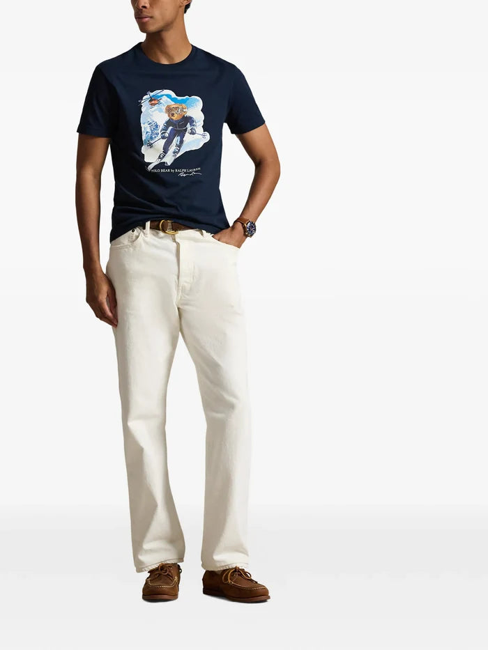 RALPH LAUREN Custom Slim Fit Polo Bear T-Shirt Navy - MAISONDEFASHION.COM