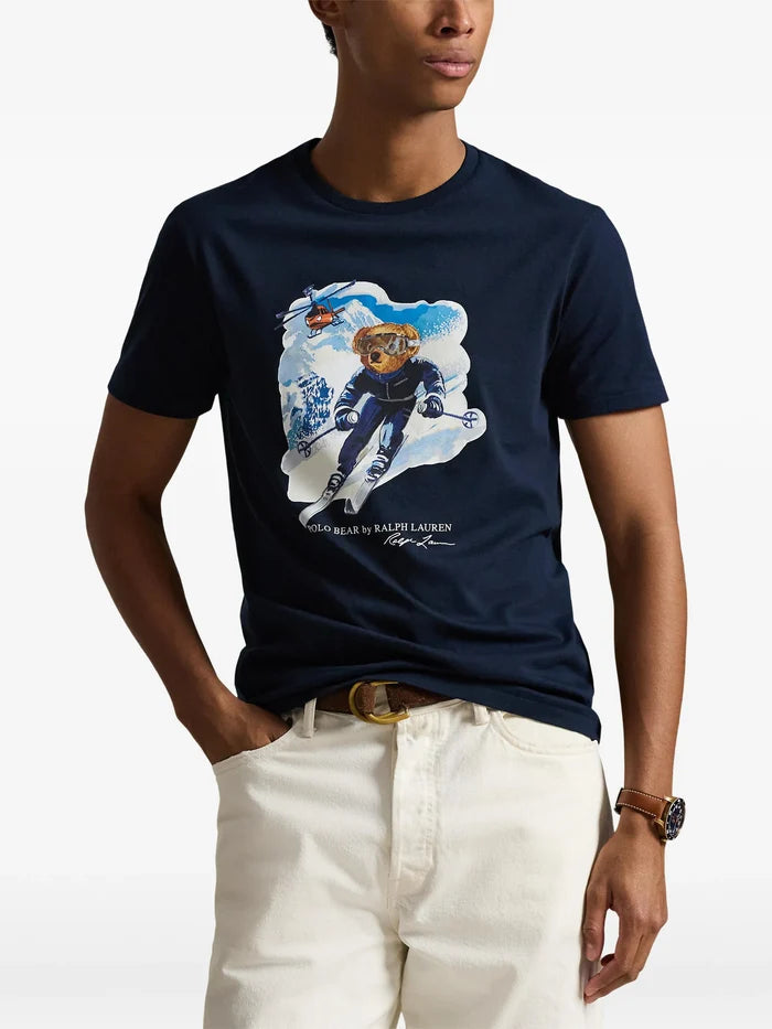 RALPH LAUREN Custom Slim Fit Polo Bear T-Shirt Navy - MAISONDEFASHION.COM