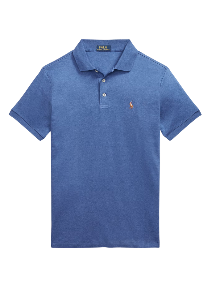 RALPH LAUREN Custom Slim Fit Soft Cotton Polo Shirt Faded Royal Heather - MAISONDEFASHION.COM