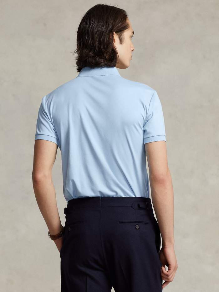 RALPH LAUREN Custom Slim Fit Soft Cotton Polo Shirt Office Blue - MAISONDEFASHION.COM