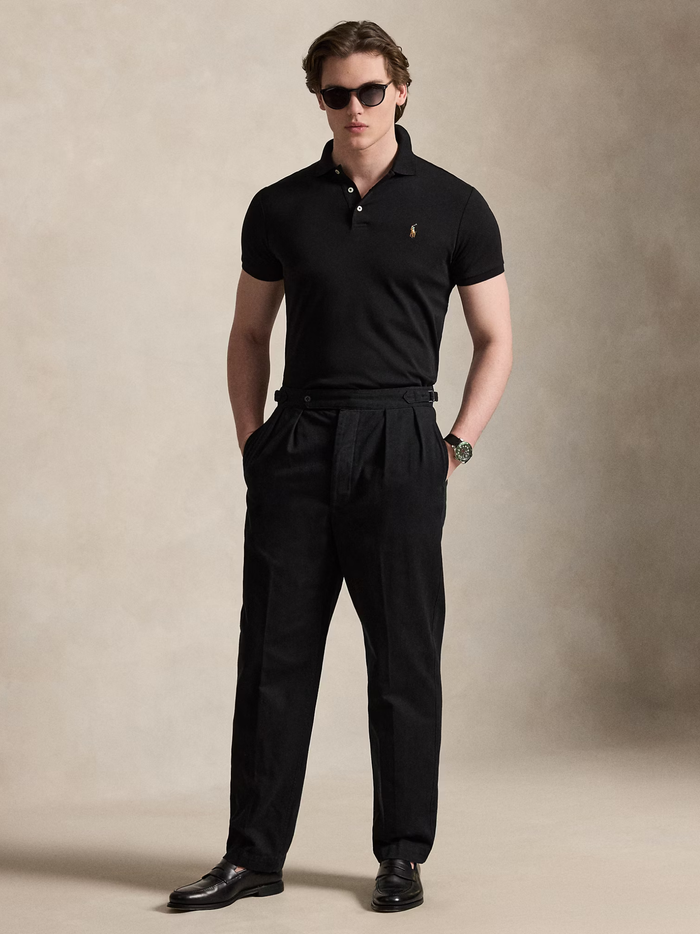 RALPH LAUREN Custom Slim Fit Soft Cotton Polo Shirt Polo Black - MAISONDEFASHION.COM