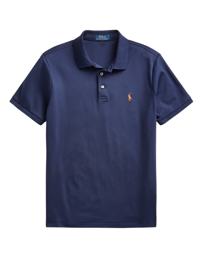 RALPH LAUREN Custom Slim Fit Soft Cotton Polo Shirt Refined Navy - MAISONDEFASHION.COM