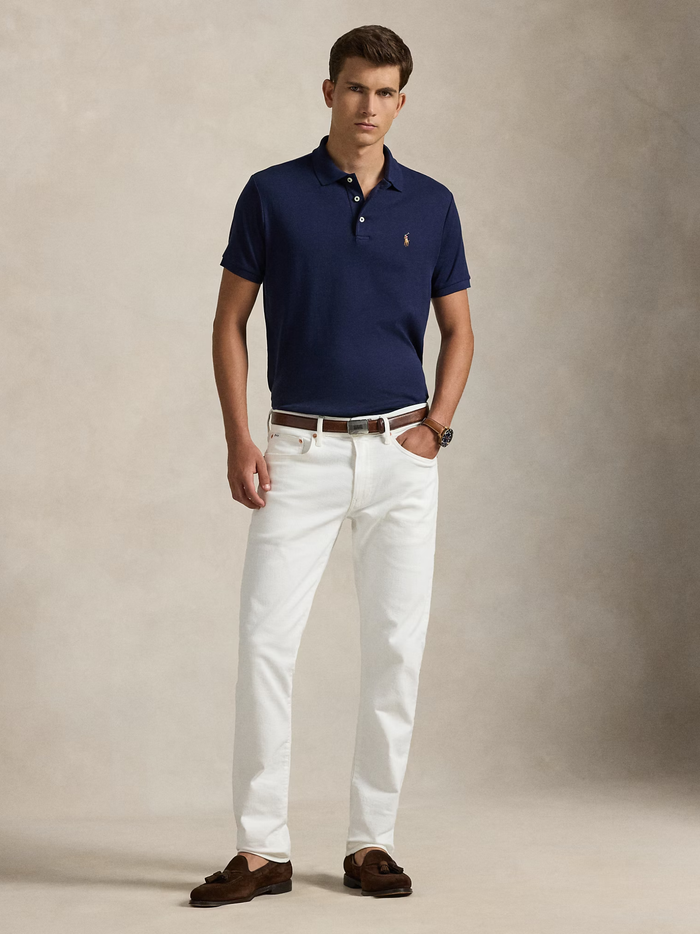RALPH LAUREN Custom Slim Fit Soft Cotton Polo Shirt Refined Navy - MAISONDEFASHION.COM