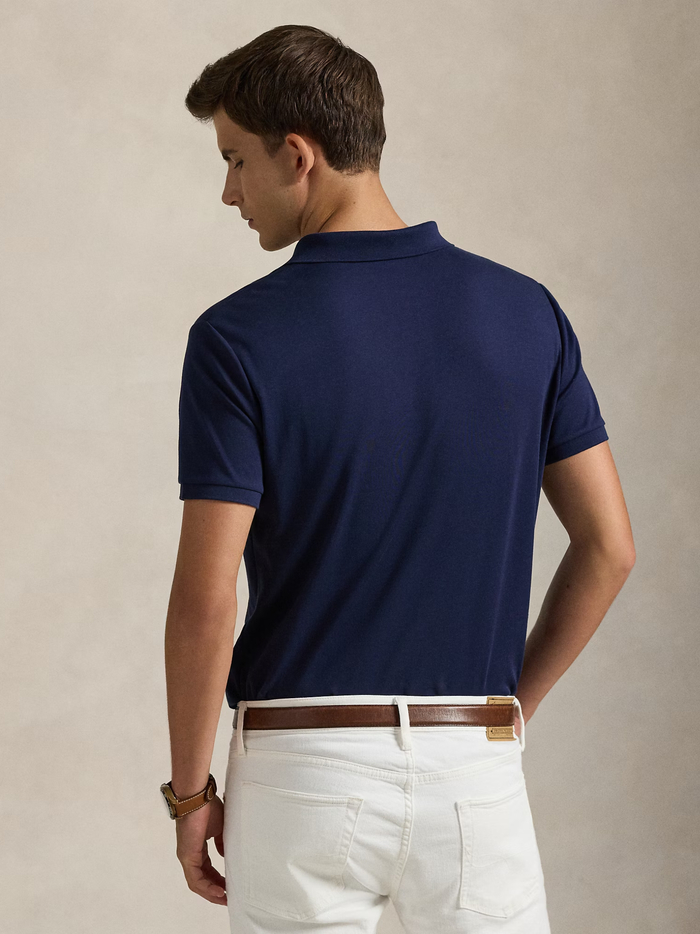 RALPH LAUREN Custom Slim Fit Soft Cotton Polo Shirt Refined Navy - MAISONDEFASHION.COM