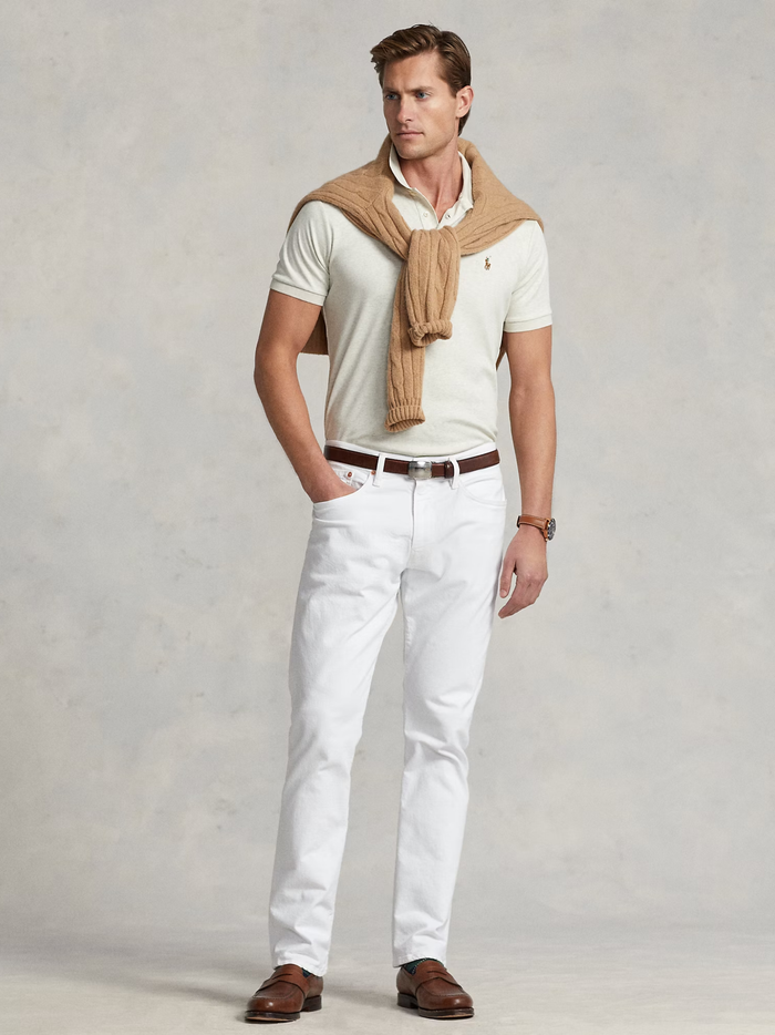 RALPH LAUREN Custom Slim Fit Soft Cotton Polo Shirt State Heather - MAISONDEFASHION.COM