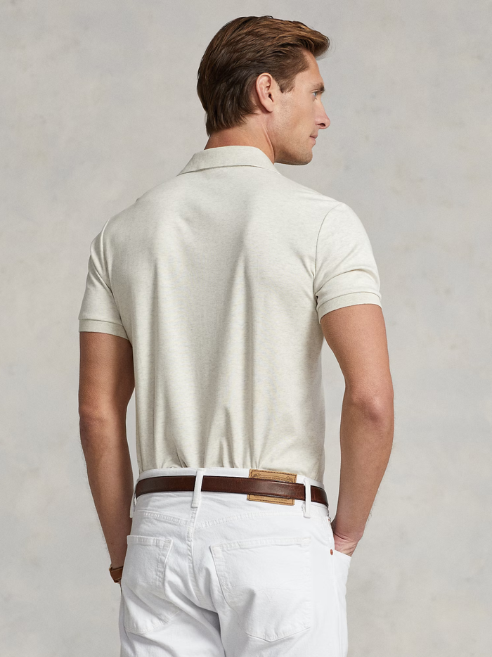 RALPH LAUREN Custom Slim Fit Soft Cotton Polo Shirt State Heather - MAISONDEFASHION.COM