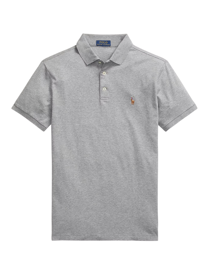 RALPH LAUREN Custom Slim Fit Soft Cotton Polo Shirt Steel Heather - MAISONDEFASHION.COM