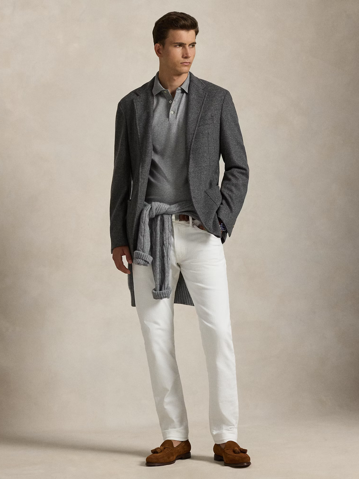 RALPH LAUREN Custom Slim Fit Soft Cotton Polo Shirt Steel Heather - MAISONDEFASHION.COM