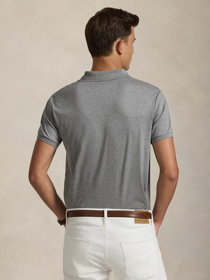 RALPH LAUREN Custom Slim Fit Soft Cotton Polo Shirt Steel Heather - MAISONDEFASHION.COM
