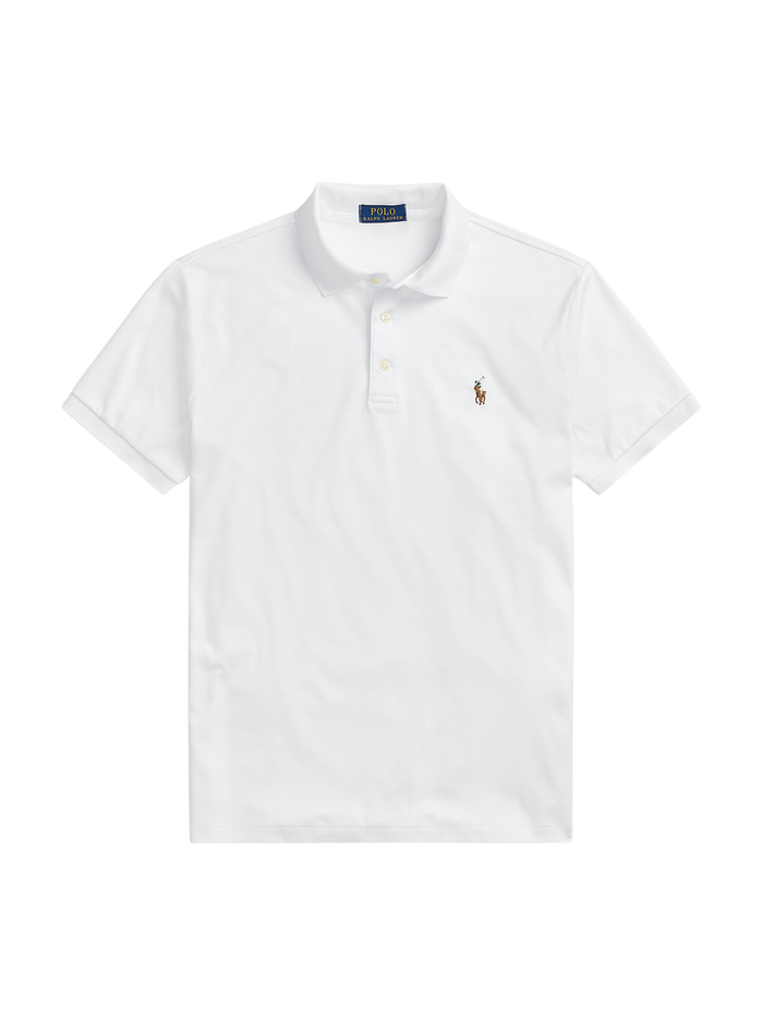 RALPH LAUREN Custom Slim Fit Soft Cotton Polo Shirt White - MAISONDEFASHION.COM