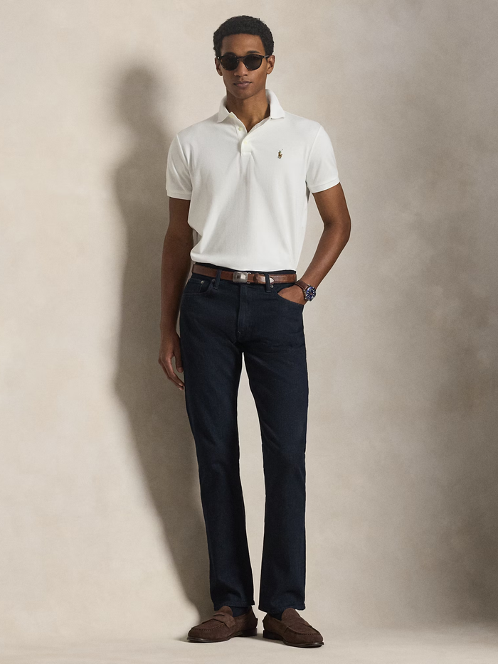 RALPH LAUREN Custom Slim Fit Soft Cotton Polo Shirt White - MAISONDEFASHION.COM