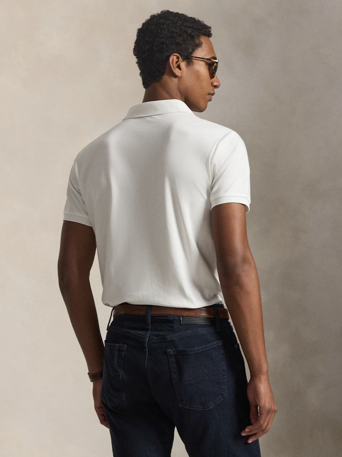 RALPH LAUREN Custom Slim Fit Soft Cotton Polo Shirt White - MAISONDEFASHION.COM