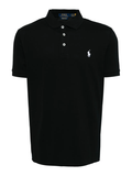 RALPH LAUREN Custom Slim Fit Stretch Mesh Polo Shirt Black - MAISONDEFASHION.COM