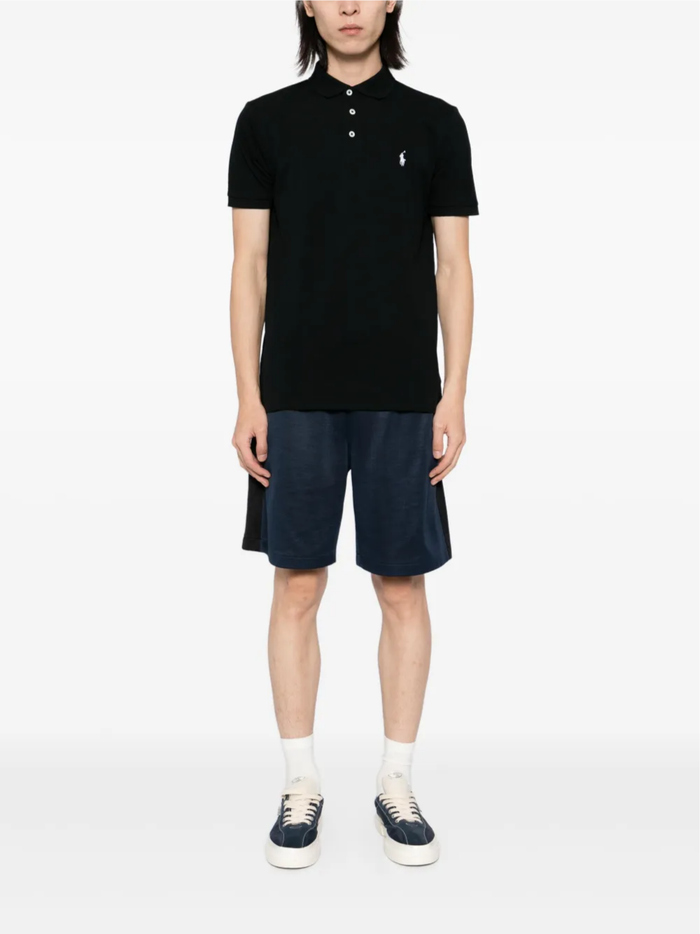RALPH LAUREN Custom Slim Fit Stretch Mesh Polo Shirt Black - MAISONDEFASHION.COM