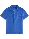 RALPH LAUREN Custom Slim Fit Terry Camp Shirt Modern Royal - MAISONDEFASHION.COM