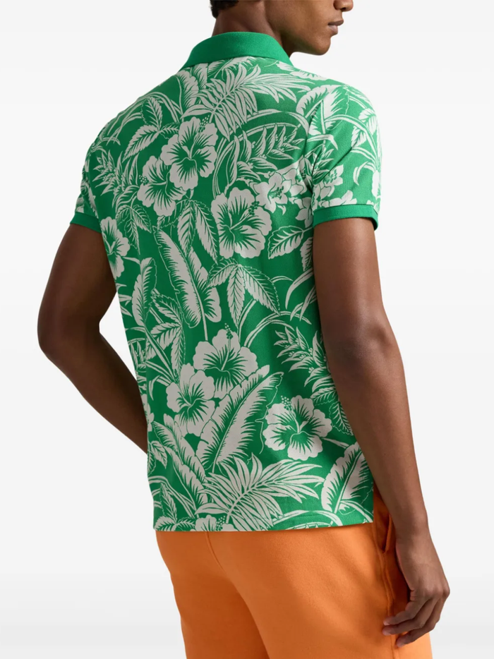 RALPH LAUREN Custom Slim Fit Tropical Mesh Polo Shirt Sweethrt Floral/Biscay Green
