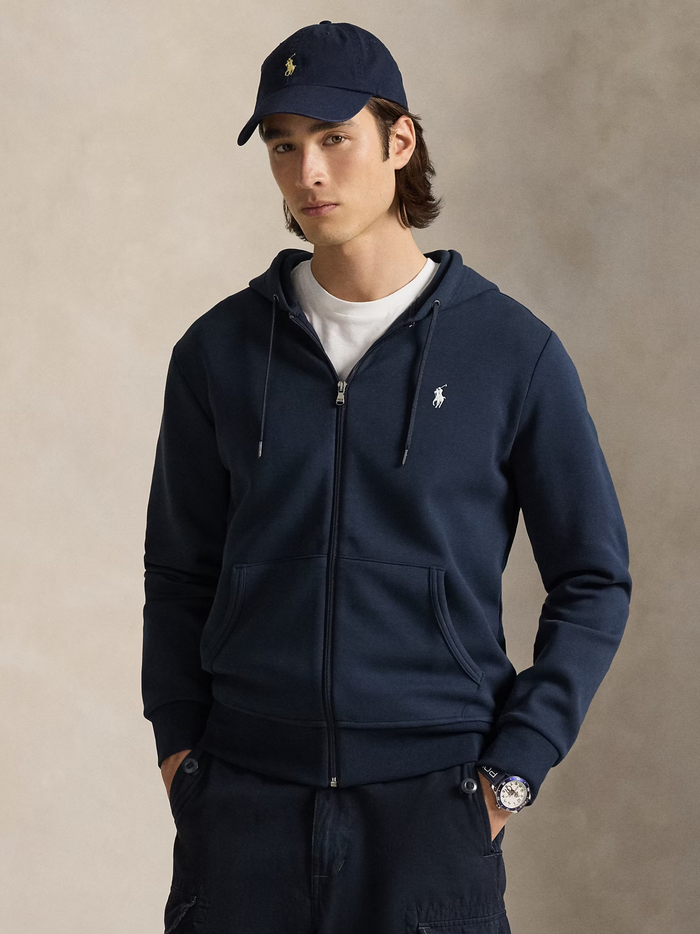 RALPH LAUREN Double-Knit Full-Zip Hoodie Aviator Navy - MAISONDEFASHION.COM