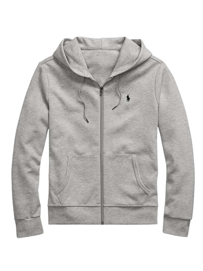 RALPH LAUREN Double-Knit Full-Zip Hoodie Light Sport Heather - MAISONDEFASHION.COM