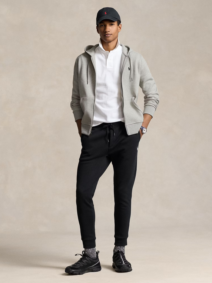 RALPH LAUREN Double-Knit Full-Zip Hoodie Light Sport Heather - MAISONDEFASHION.COM
