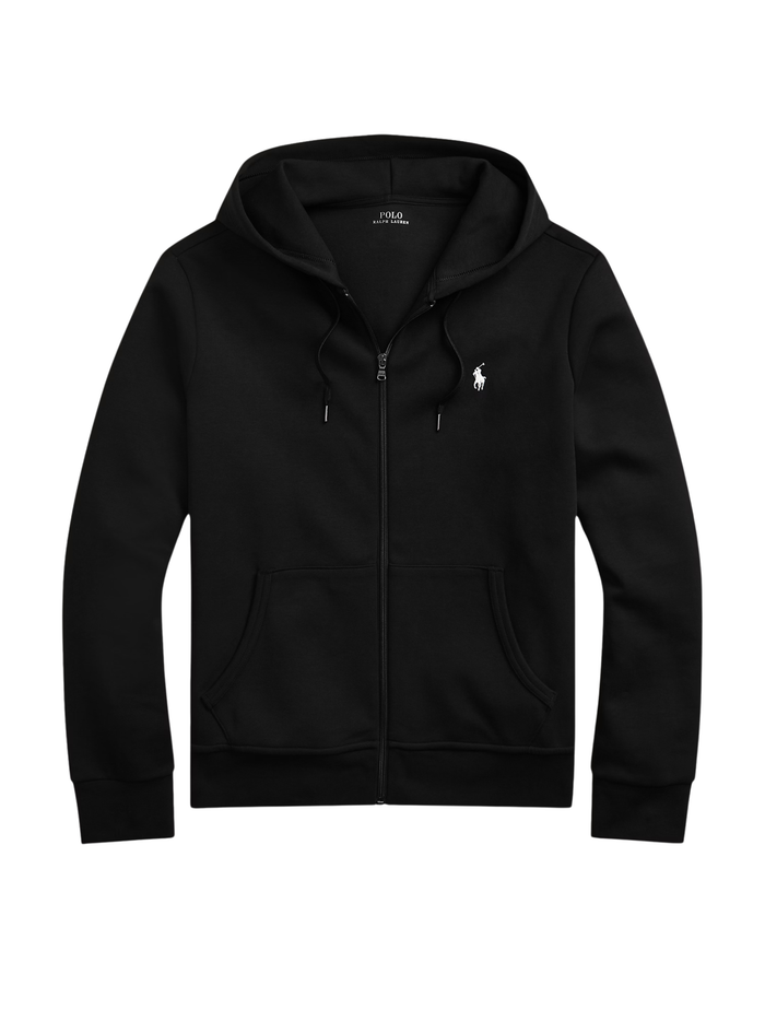 RALPH LAUREN Double-Knit Full-Zip Hoodie Polo Black - MAISONDEFASHION.COM