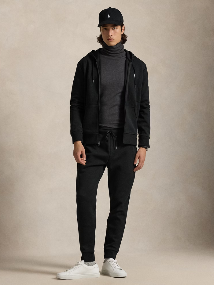 RALPH LAUREN Double-Knit Full-Zip Hoodie Polo Black - MAISONDEFASHION.COM
