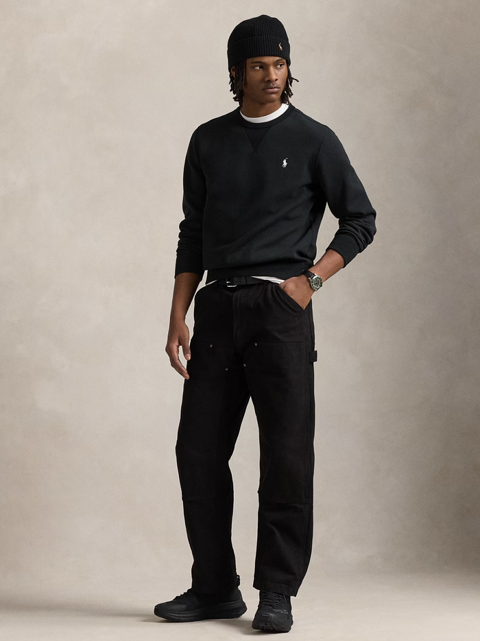 RALPH LAUREN Double-Knit Sweatshirt Black/Cream - MAISONDEFASHION.COM