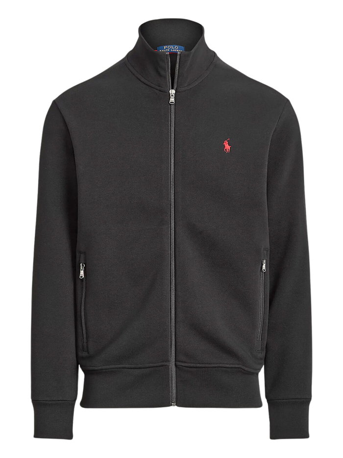 RALPH LAUREN Double-Knit Track Jacket Polo Black - MAISONDEFASHION.COM