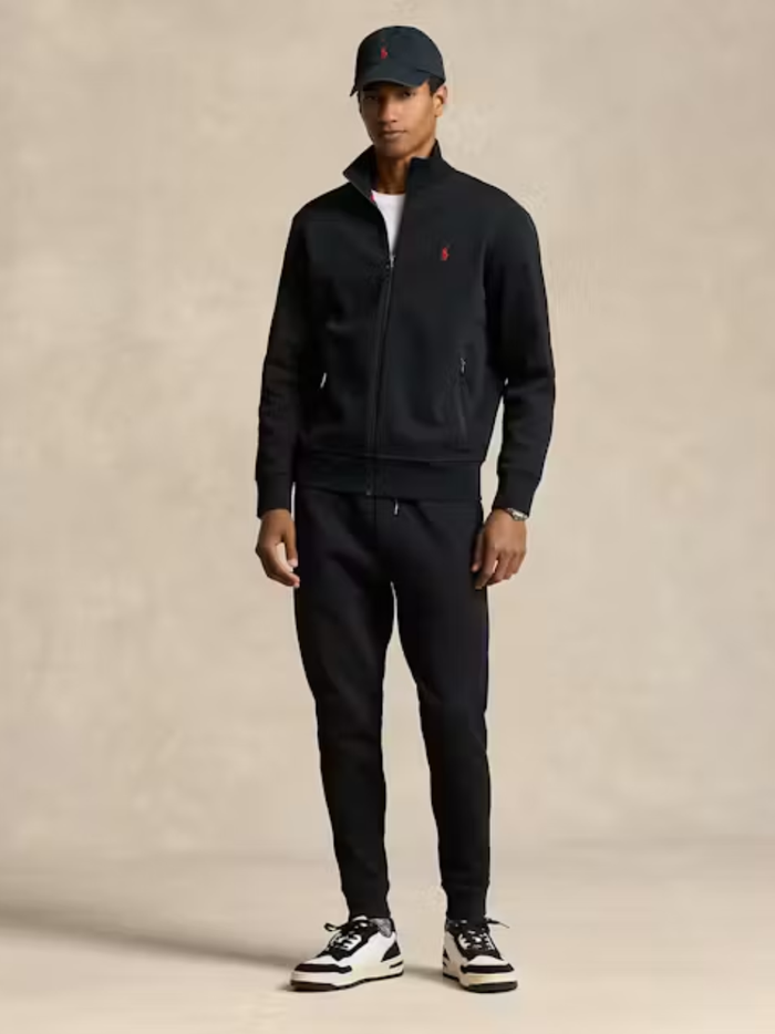 RALPH LAUREN Double-Knit Track Jacket Polo Black - MAISONDEFASHION.COM