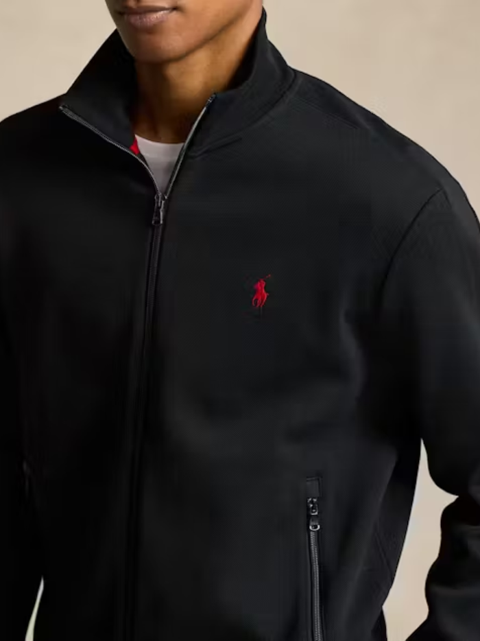 RALPH LAUREN Double-Knit Track Jacket Polo Black - MAISONDEFASHION.COM
