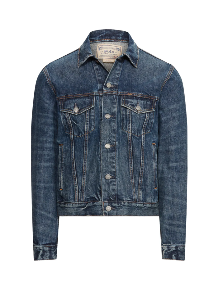 RALPH LAUREN Faded Denim Trucker Jacket Trenton Blue