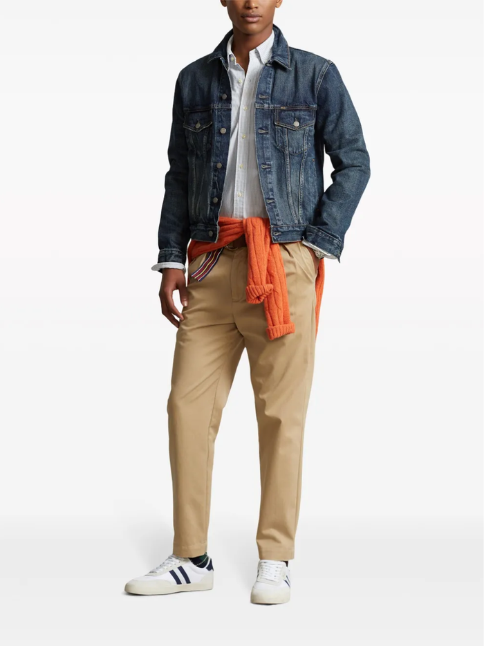 RALPH LAUREN Faded Denim Trucker Jacket Trenton Blue