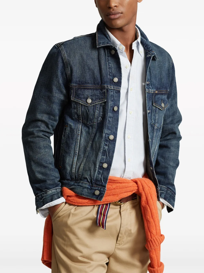 RALPH LAUREN Faded Denim Trucker Jacket Trenton Blue