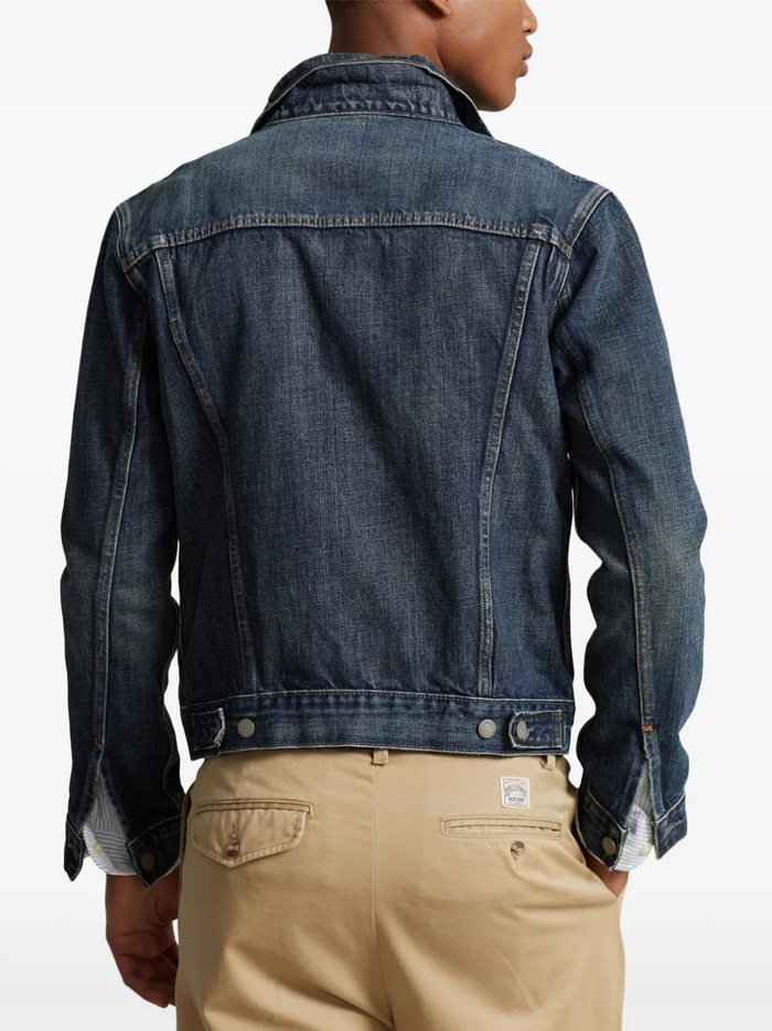 RALPH LAUREN Faded Denim Trucker Jacket Trenton Blue