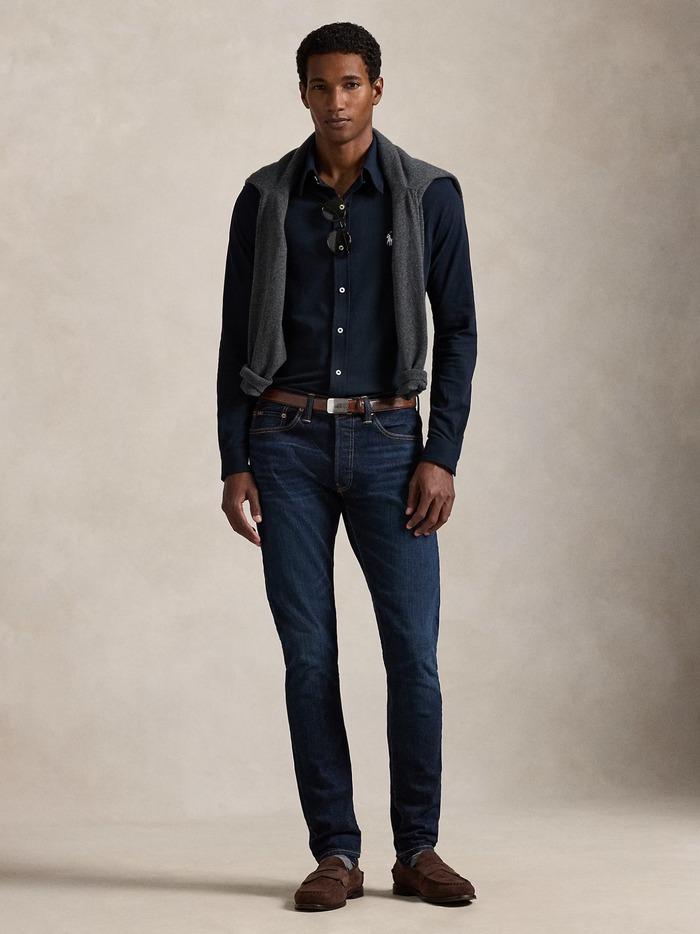 RALPH LAUREN Featherweight Mesh Shirt Aviator Navy - MAISONDEFASHION.COM