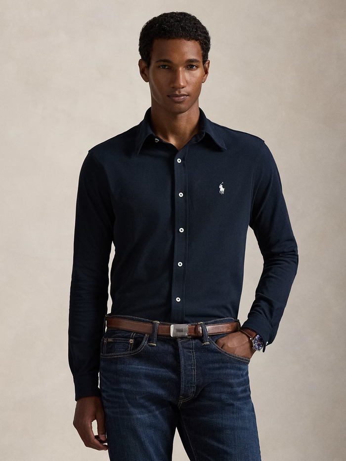 RALPH LAUREN Featherweight Mesh Shirt Aviator Navy - MAISONDEFASHION.COM