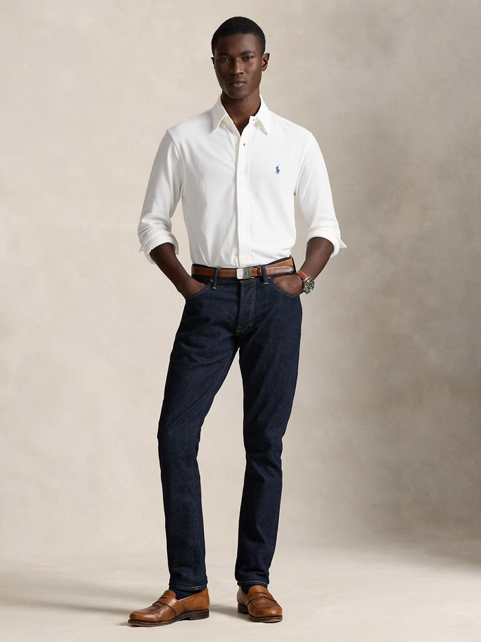 RALPH LAUREN Featherweight Mesh Shirt White - MAISONDEFASHION.COM