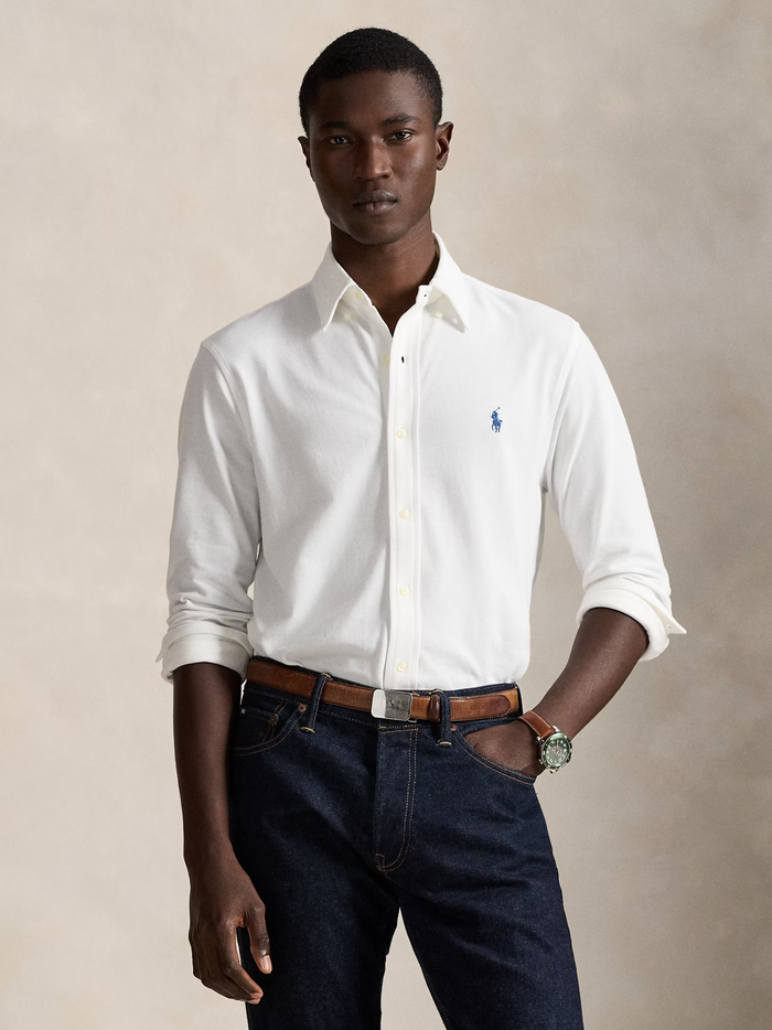 RALPH LAUREN Featherweight Mesh Shirt White - MAISONDEFASHION.COM