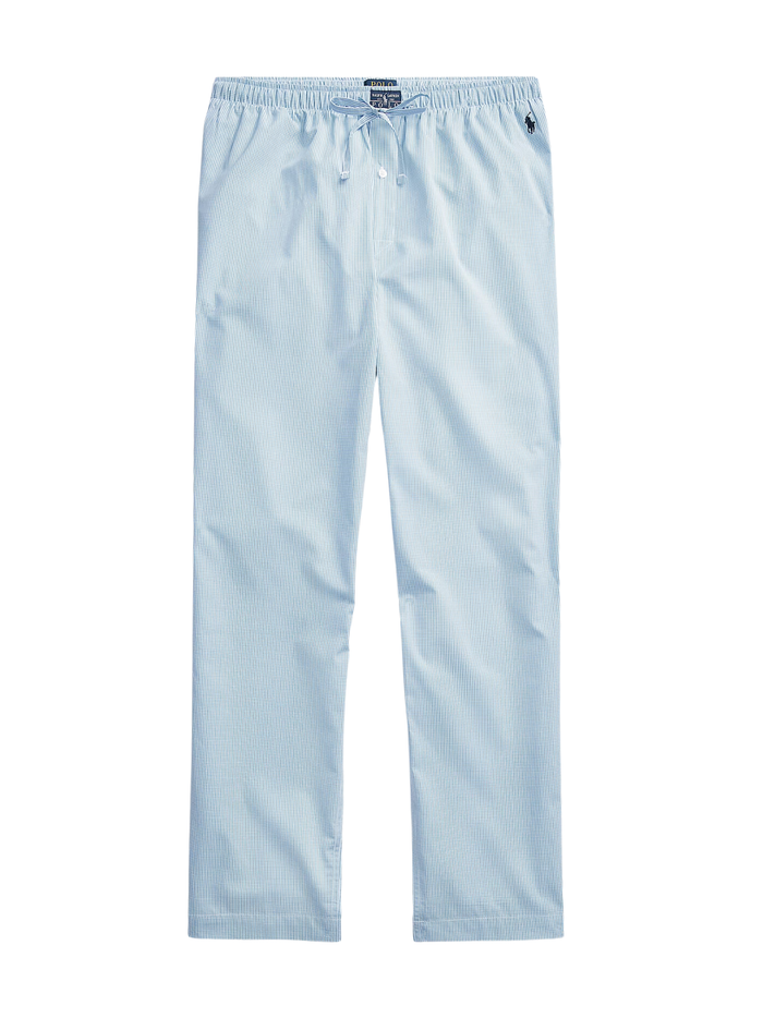 RALPH LAUREN Gingham Cotton Sleep Trousers Lt Blue Mini Gingham - MAISONDEFASHION.COM