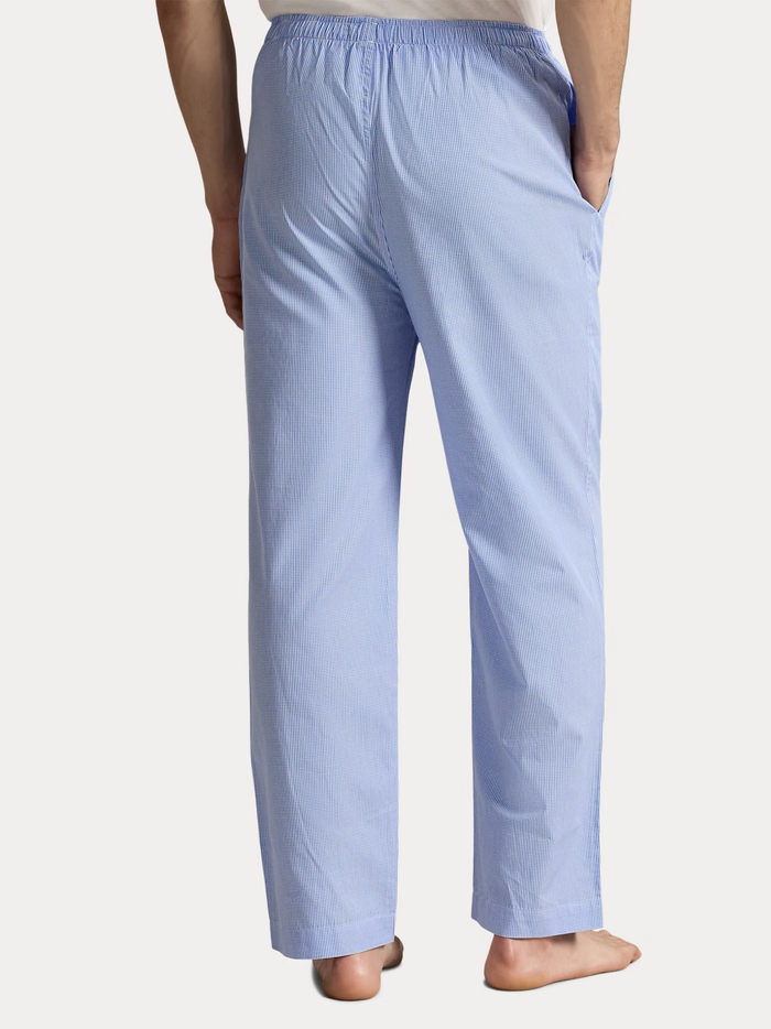 RALPH LAUREN Gingham Cotton Sleep Trousers Lt Blue Mini Gingham - MAISONDEFASHION.COM