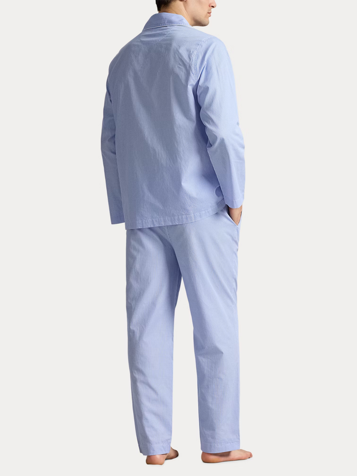 RALPH LAUREN Gingham Poplin Long Sleep Set Light Blue Mini Gingham - MAISONDEFASHION.COM