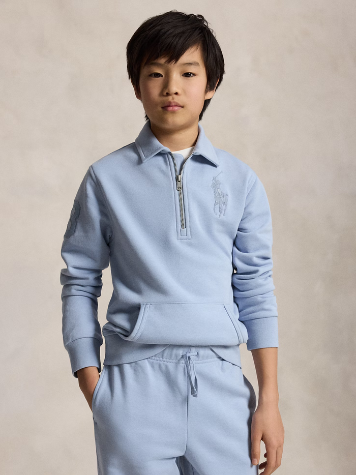RALPH LAUREN KIDS Boys Big Pony Terry Collared Sweatshirt Estate Blue