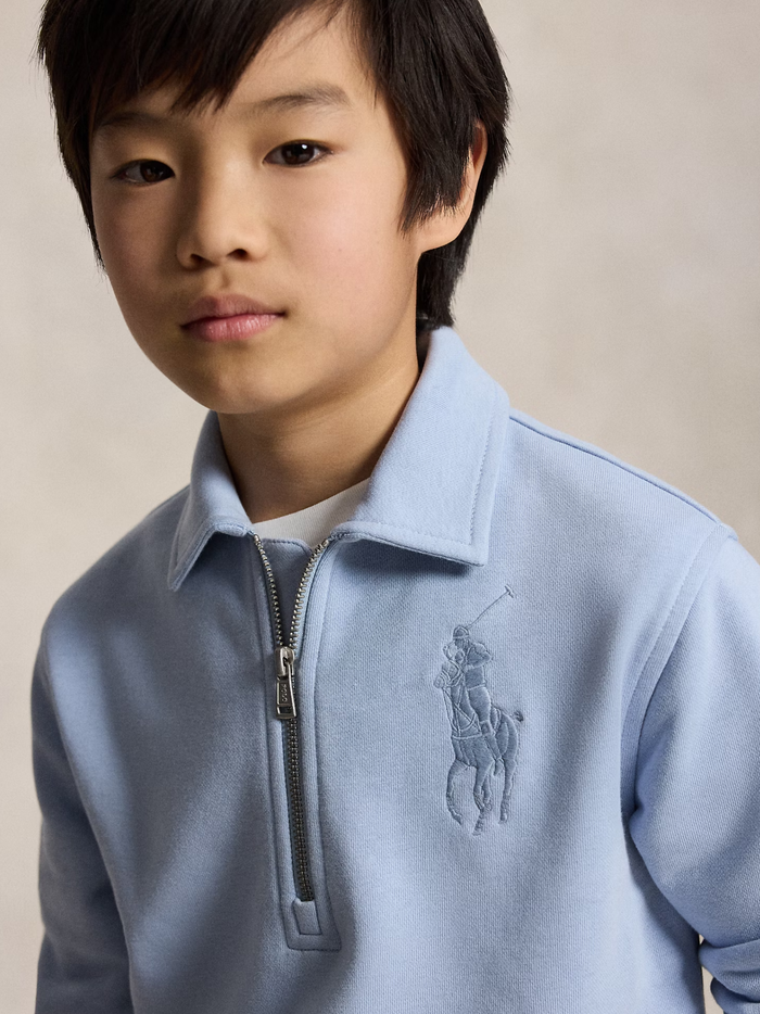 RALPH LAUREN KIDS Boys Big Pony Terry Collared Sweatshirt Estate Blue