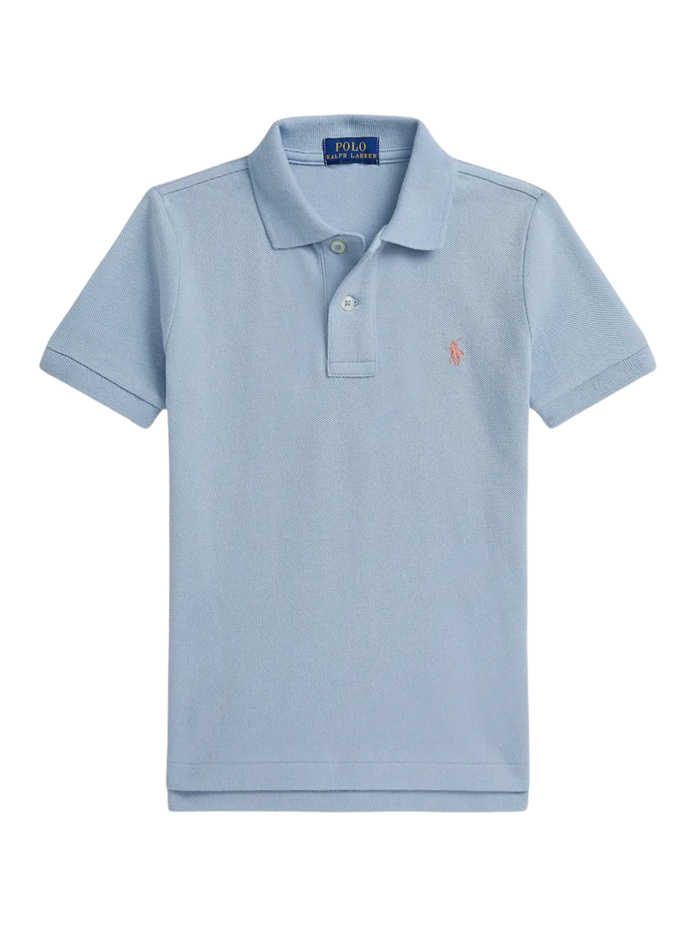 RALPH LAUREN KIDS Boys Buttoned Short-sleeve Polo Shirt Light Blue