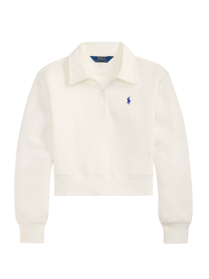RALPH LAUREN KIDS Boys Collared Embroidered Sweatshirt White